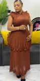 Plus Size Women's Fashion Elegant Chic Ruffle Summer Maxi Dress African Style