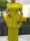 Plus Size Women's Fashion Elegant Chic Ruffle Summer Maxi Dress African Style
