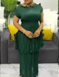 Plus Size Women's Fashion Elegant Chic Ruffle Summer Maxi Dress African Style