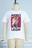 Letter Printed Round Neck Short Sleeve T-shirt