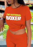 Letter Printed Round Neck Short Sleeve T-shirt
