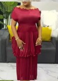 Plus Size Women's Fashion Elegant Chic Ruffle Summer Maxi Dress African Style