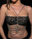 Women Multi-layer Beaded Bra Chain Jewelry Shiny Nightclub Bikini Body Chain Body Chain
