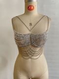 Women Multi-layer Beaded Bra Chain Jewelry Shiny Nightclub Bikini Body Chain Body Chain
