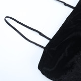 Women lace velvet autumn sexy suspender dress
