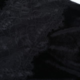 Women lace velvet autumn sexy suspender dress