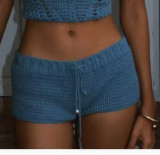 Spring/Summer Sexy Solid Color Crop Strap Beaded Top