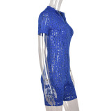 Sexy See-Through Ripped Tight-Fitting Cut-Out Zipper Jumpsuit