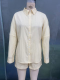 Long-Sleeve Shirt & Shorts Set Summer Two-Piece Outfit
