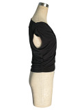 Women Solid Slash Shoulder Sleeveless Top