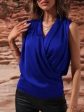 Women spring and summer sleeveless pleated sexy top