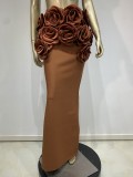 Floral Bustier Top & Long Skirt Beach Party Outfit