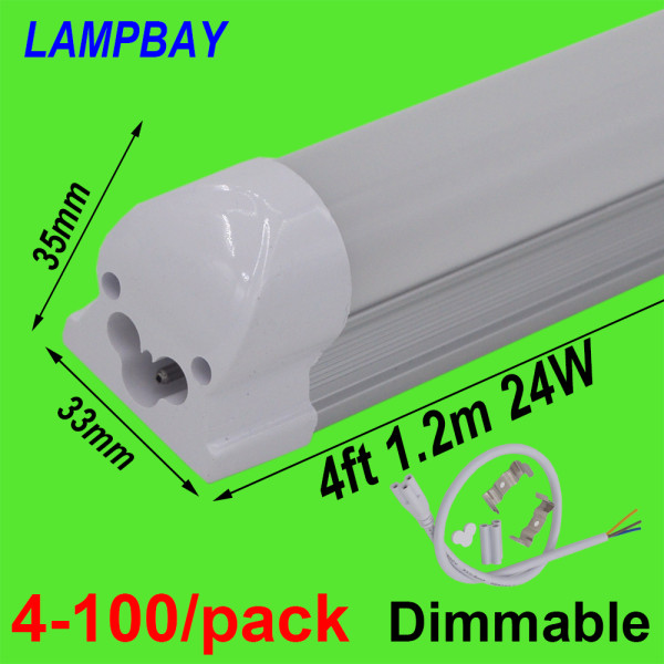 LED Tube Light 4 foot 1.2m 20W 24W Dimmable Lamp T8 Integrated Bulb Fixture Linkable 48  Bar Linear Lights 85-277V