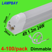 Dimmable LED Tube Light 4 foot 1.2m T5 Integrated Bulb Fixture 48  Slim Bar Lamp Linkable Linear Lighting Dimming 20W 24W