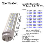 60-pack Double Row LED Tube Lights 2ft 3ft 4ft 5ft 6ft T8 G13 Fluorescent Retrofit Bulb Super Bright Lamp 48  1.2m Bar Lighting to US 25 days