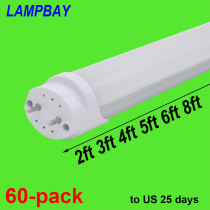 60-pack LED Tube Bulb 2ft 3ft 4ft 5ft 6ft Retrofit Fluorescent Light 0.6m 0.9m 1.2m 1.5m 1.8m T8 G13 Bar Lamp 24  36  48  60  70  to US 25 days