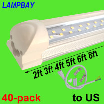 40-pack Double Row LED Tube Lights 2ft 3ft 4ft 5ft 6ft 8ft Super Bright Twin Bar Lamp T8 Integrated Bulb Fixture with fittings to US 25 days