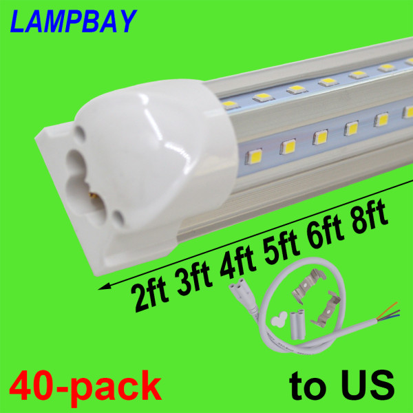40-pack V shaped LED Tube Lights 2ft 3ft 4ft 5ft 6ft 8ft 270 angle Bulb T8 Integrated Fixture Linkable Bar Lamp Super Bright to US 25 days