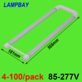 U shaped LED Tube Bulb 2ft 20W 2200LM T8 G13 Bi-pin square fixture Light Retrofit Fluorescent Lamp 110V-277V