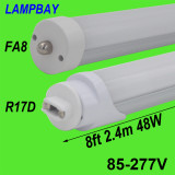 LED Tube Bulb 8ft 2.4m 40W 48W Rotated Base FA8 R17D(HO) Lamp T8 T10 T12 F96 Fluorescent Light 94  Bar Lighting 110-277V