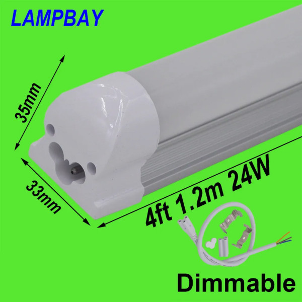 LED Tube Light 4 foot 1.2m 20W 24W Dimmable Lamp T8 Integrated Bulb Fixture Linkable 48  Bar Linear Lights 85-277V