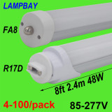 LED Tube Bulb 8Ft 48W 5800LM FA8 R17D(HO) Rotated Base Lamp F96 Retrofit Fluorescent Bar Lighting