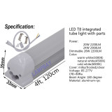 LED Tube Light 4 foot 1.2m 20W 24W Triac Dimmable Lamp T8 Integrated Bulb Fixture Linkable 48  Bar Linear Lights 85-277V