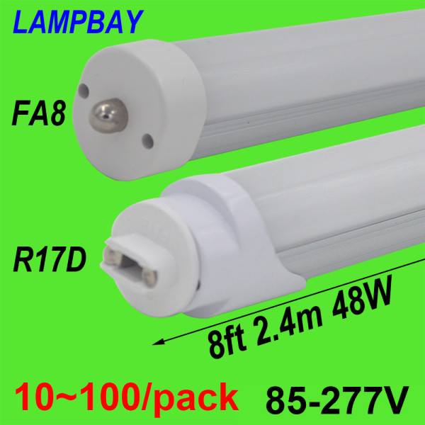 LED Tube Bulb 8Ft 48W 5800LM FA8 R17D(HO) Rotated Base Lamp F96 Retrofit Fluorescent Bar Lighting