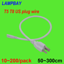 2ft 3ft 6ft 10ft T5 T8 US Plug Cable 50cm 100cm 200cm 300cm 3 Prong Power Cords Electric Wire used for LED Tube Light Integrated Fixture