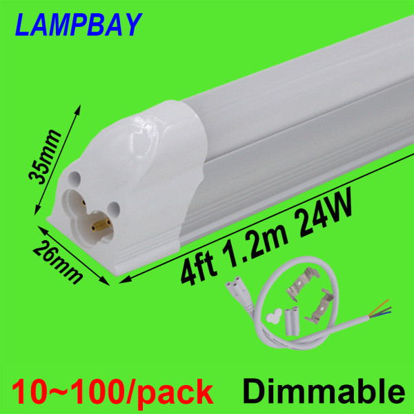 Triac Dimmable LED Tube Light 4 foot 1.2m T5 Integrated Bulb Fixture 48  Slim Bar Lamp Linkable Linear Lighting Dimming 20W 24W
