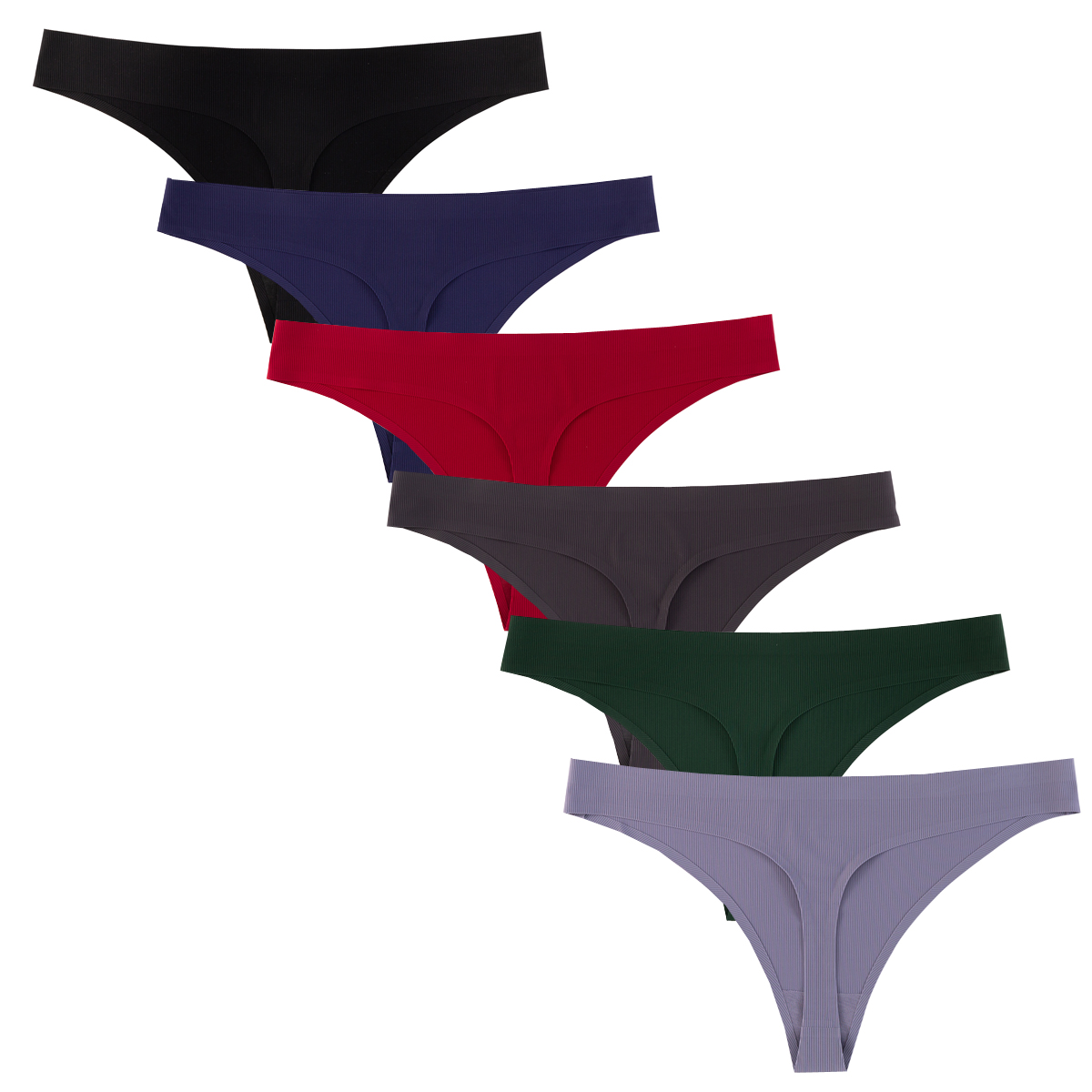 Calosy Lingerie Women 6 Pack Seamless Thongs Underwear Ice Silk Comfy G-String Panties