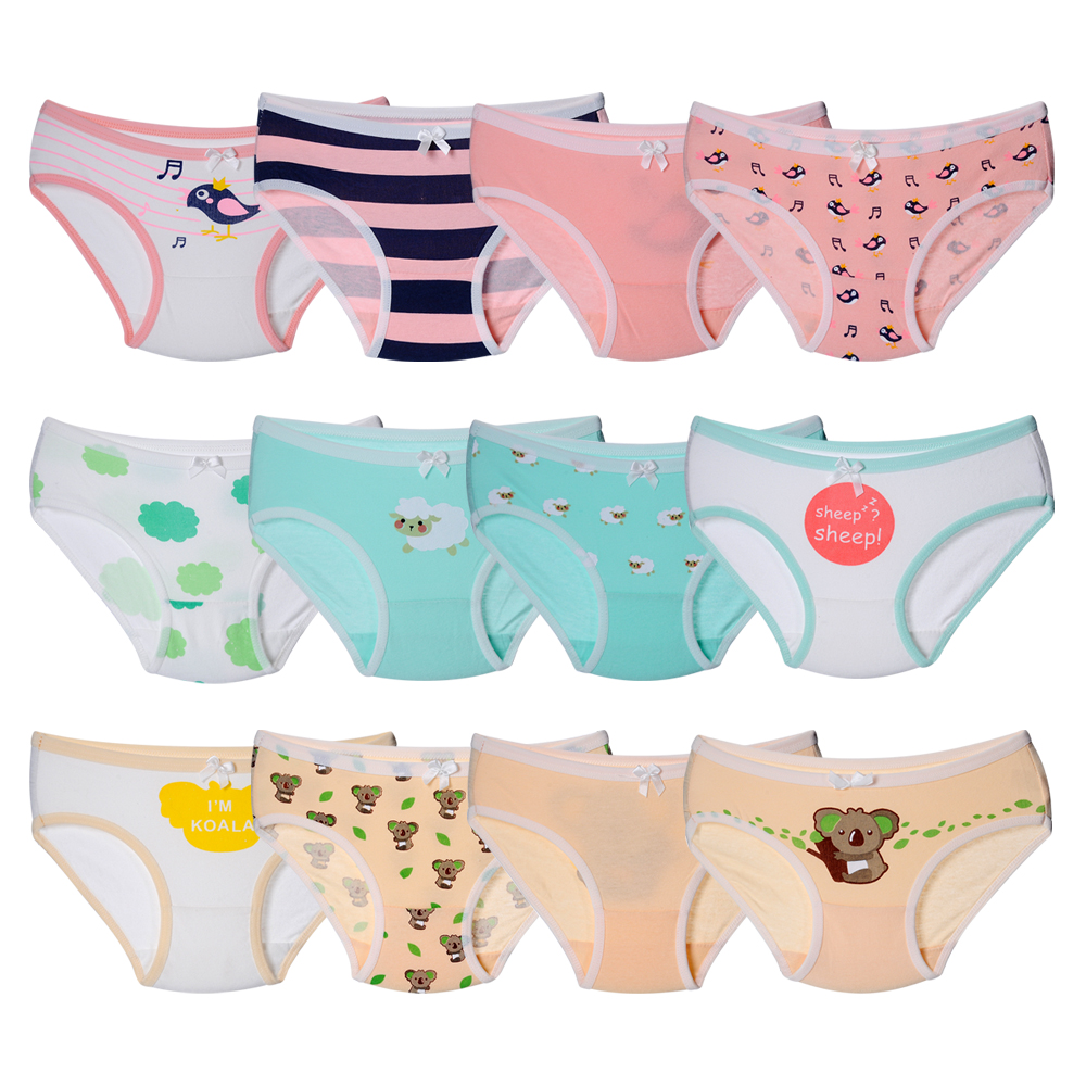 Anktry Baby 12 Pack Panties Soft Comfort Knickers Cotton Underwear Little Girls Assorted Briefs 2-10 Yrs 
