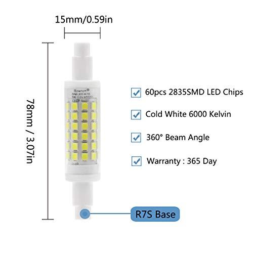 R7S LED 78MM 5W J T-Ype T3 6000K Dimmable 110V 50W Incandescent Replacement J78 Double Ended R7S LED Bulb 6-Packs