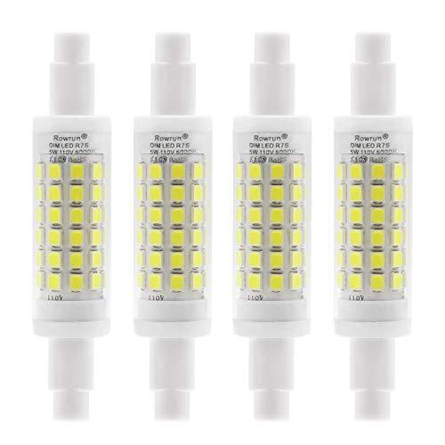 R7S LED Bulb 78mm Dimmable 6000K (Daylight White) 5W (50-Watt Equivalent) 500lm 60pcs 2835SMD AC 110V 4-Pack by Rowrun