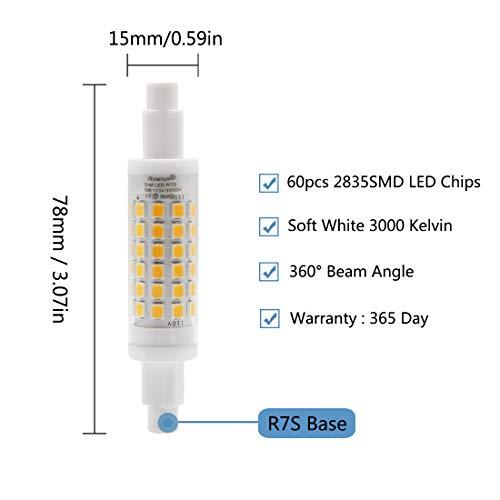 R7S LED 78MM 5W J T-Ype T3 Dimmable 110V 3000K 50W Incandescent Replacement J78 Double Ended R7S LED Bulb 6-Packs