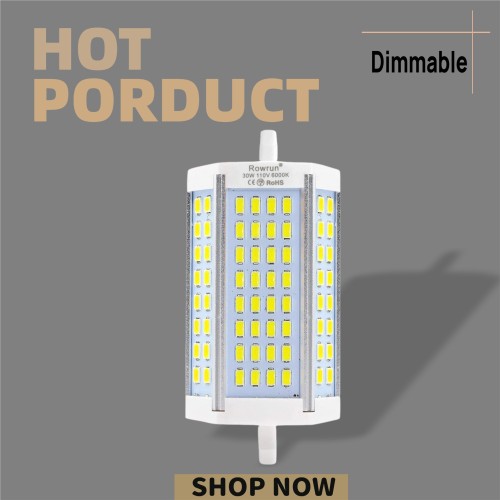 Nuolun R7S J118 30W LED Bulb Double Ended Base J-Type Dimmable Daylight White 6000K Light Bulb 118mm for Household Lighting Floodlight Replacement Light