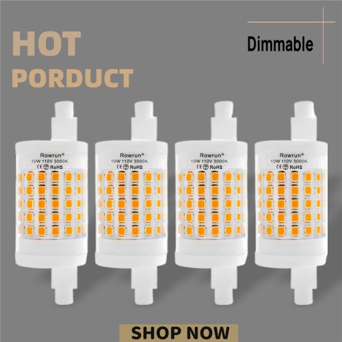 R7S LED 78MM Dimmable 10W J T-Ype T3 110V 3000K 100W Incandescent Replacement J78 Double Ended R7S LED Bulb 4-Packs