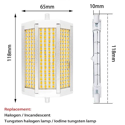 R7S LED Bulb 118MM 50W Warm Light Dimmable 3000K Double Ended J118 4000LM J Type Equivalent 400W Halogen Floor Standing Lamp 200 Degree Wall Security Floor Lamps for Household and Work