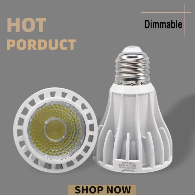 PAR20 16W LED Spotlight, E26 COB 24° Beam Angle Medium Base Cold White AC 120V Dimmable 6000K LED Flood Light 2-Pack