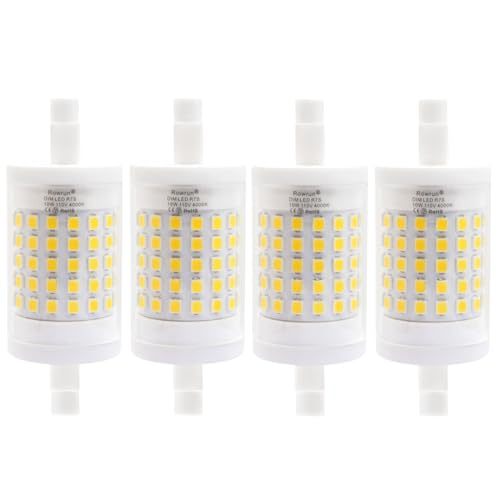 R7S 78mm 10W LED Light Bulbs Dimmable Double Ended J-Type Natural White 4000K R7S Bulbs for Security and Work Lights, Floodlight, Floor Lamps, Landscape Lights Nuolun 4 Pack