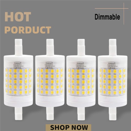 R7S 78mm 10W LED Light Bulbs Dimmable Double Ended J-Type Natural White 4000K R7S Bulbs for Security and Work Lights, Floodlight, Floor Lamps, Landscape Lights Nuolun 4 Pack