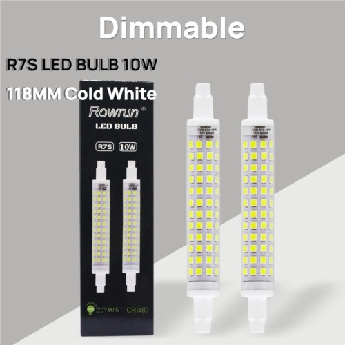 R7S LED Bulb 118mm Dimmable 6000K (Daylight White) 10W (100-Watt Equivalent) 1000lm 2835SMD AC 110V 2-Pack by Rowrun