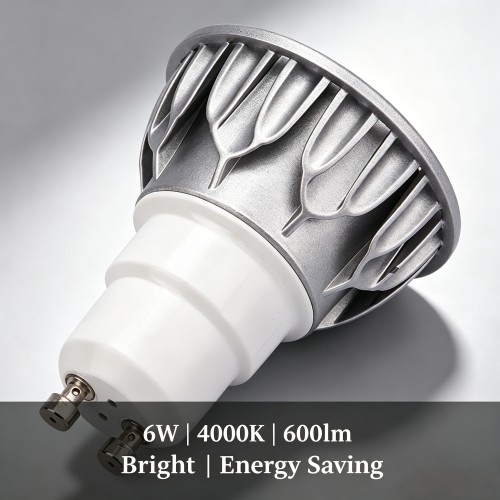 GU10 High Brightness Dimmable Flood LED Bulb, 6W Equivalent to 60W Halogen, Single COB Chip, 600 Lumens, 4000K Neutral White, 120V, Durable Aluminum Housing for Indoor Residential & Commercial Lighting, 2-Pack by Rowrun