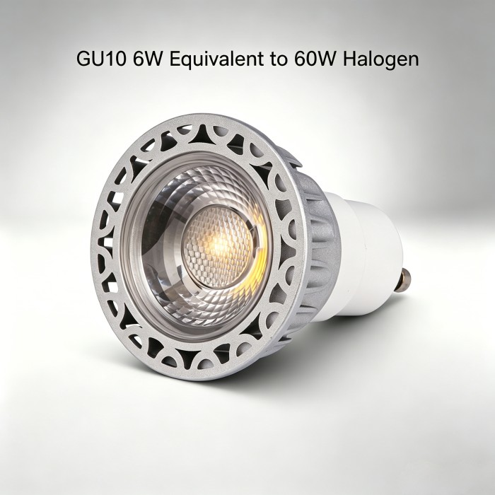 GU10 High Brightness Dimmable Flood LED Bulb, 6W Equivalent to 60W Halogen, Single COB Chip, 600 Lumens, 4000K Neutral White, 120V, Durable Aluminum Housing for Indoor Residential & Commercial Lighting, 2-Pack by Rowrun
