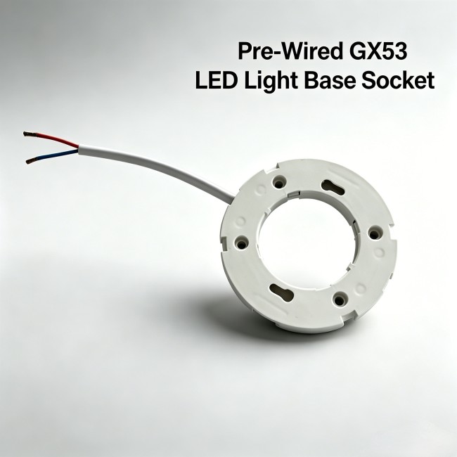 Pre-Wired GX53 LED Light Base Socket, 10cm Lead Wire White Base, V0 Flame Retardant Rated, Ideal for Under Cabinet & Closet LED Puck Lights, 5 Pack, by Rowrun