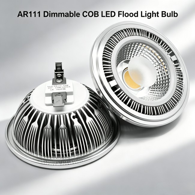 AR111 Dimmable COB LED Flood Light Bulb, Premium Commercial Grade, 12W 120W Equivalent, 1200lm, 3000K Warm White, GU10 Base, for Commercial & Project Lighting, 2-Pack by Rowrun