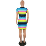 Casual Striped Print Mini Dress