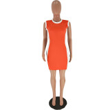 Sleeveless Colorblock Zipper Mini Dress