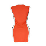 Sleeveless Colorblock Zipper Mini Dress