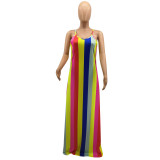 Tie Dye Contrast Strap Long Dress